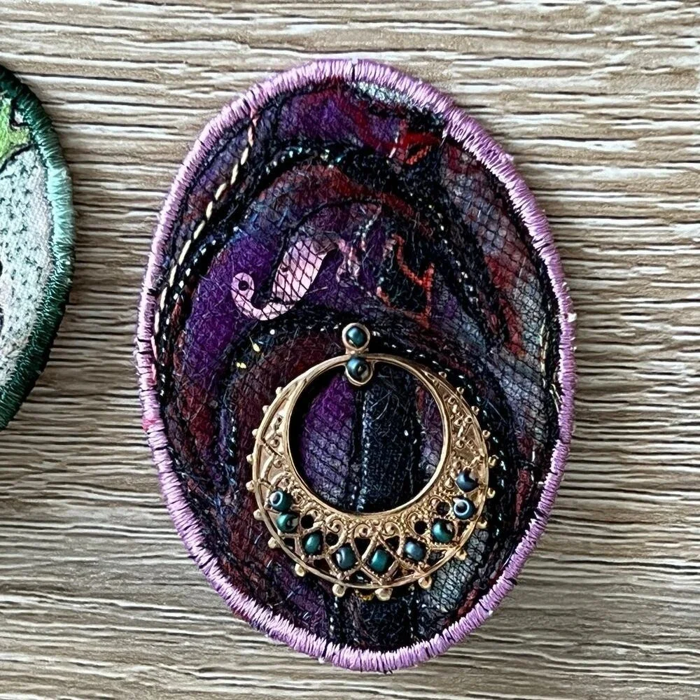 Vickie Mathas 2 Wearable Art Brooches Pins Mixed Textile Fiber Media 2010